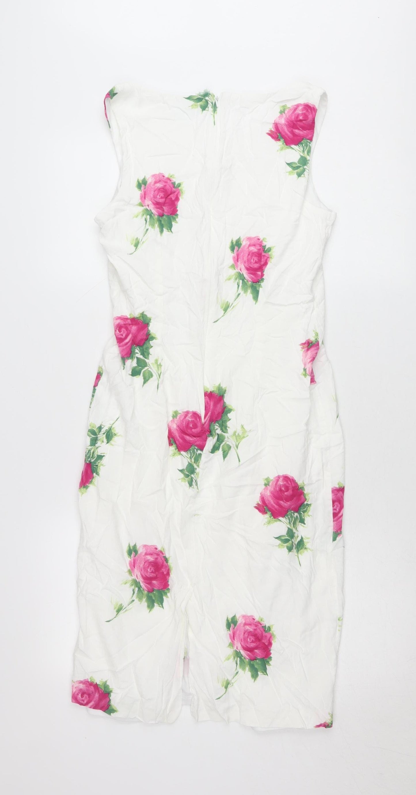 Principles Women White Floral Sheath Dress Size 12 Sleeveless Wedding Party