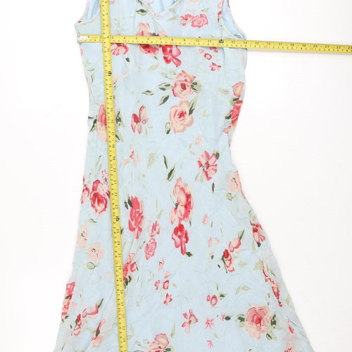 Jeff & Co Women’s Blue Floral Midi A-Line Sleeveless Dress UK 12