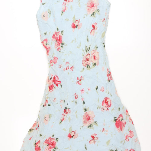 Jeff & Co Women’s Blue Floral Midi A-Line Sleeveless Dress UK 12