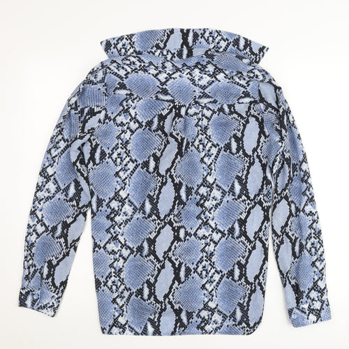 New Look Womens Blue Snake Print Button-Up Shirt UK 10 Polyester