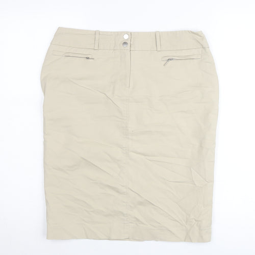 Planet Women’s Beige Pencil Skirt Size 10 Cotton Stretch Workwear