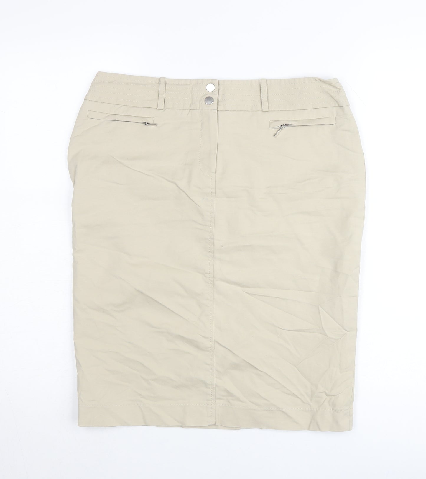 Planet Women’s Beige Pencil Skirt Size 10 Cotton Stretch Workwear