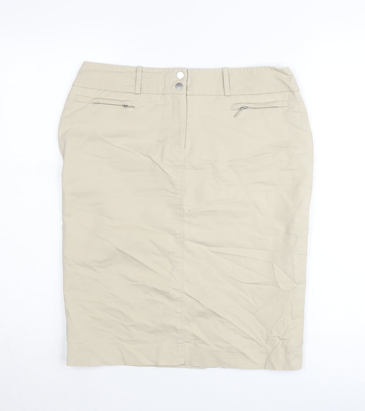 Planet Women’s Beige Pencil Skirt Size 10 Cotton Stretch Workwear