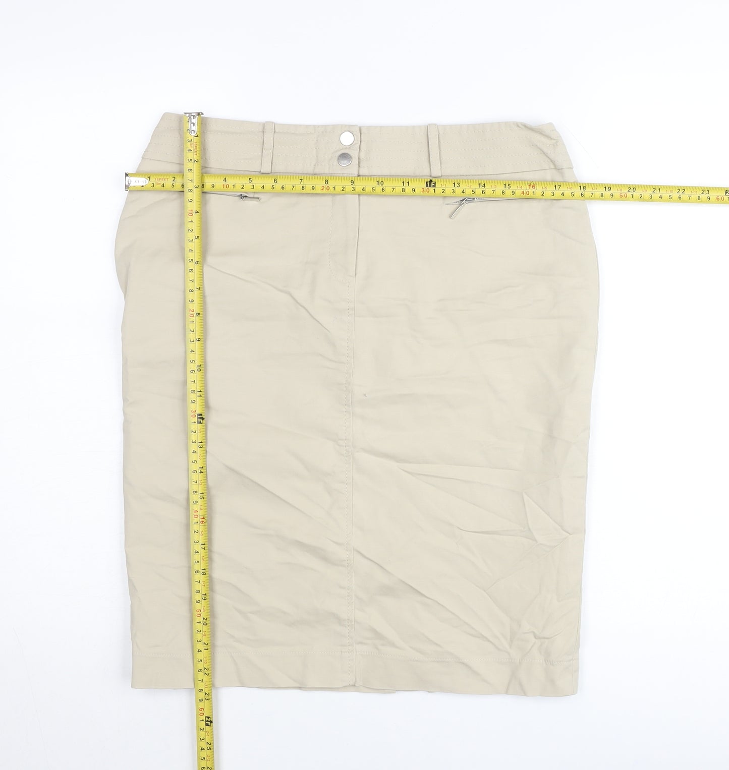 Planet Women’s Beige Pencil Skirt Size 10 Cotton Stretch Workwear