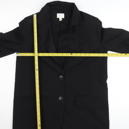 H&M Womens Black Blazer Size 8 Regular Fit Two-Button Jacket