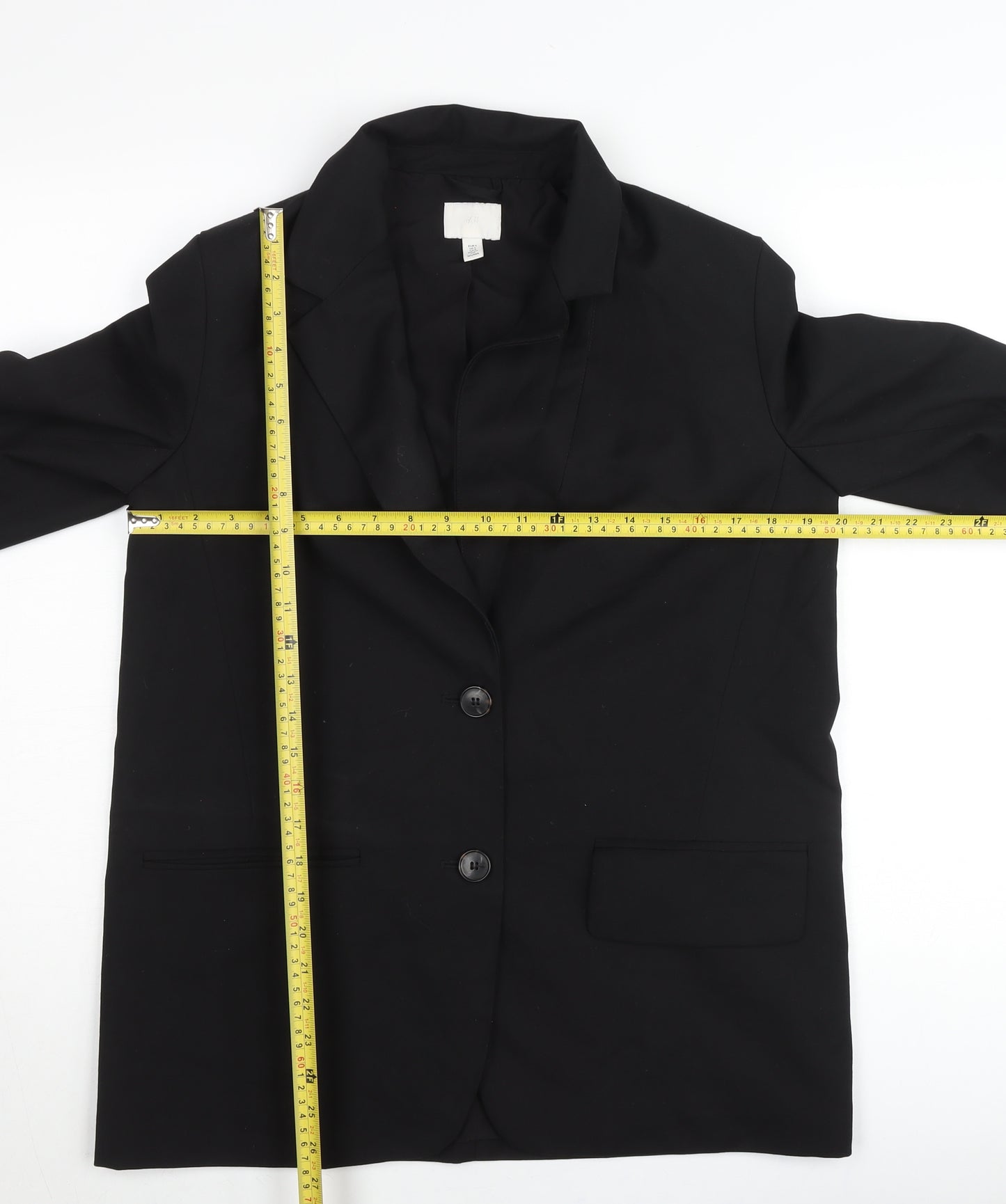 H&M Womens Black Blazer Size 8 Regular Fit Two-Button Jacket