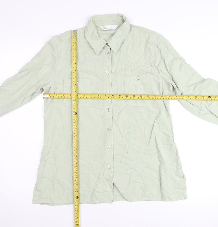 BHS Womens Green Size 14 Button-Up Long Sleeve Shirt Blouse