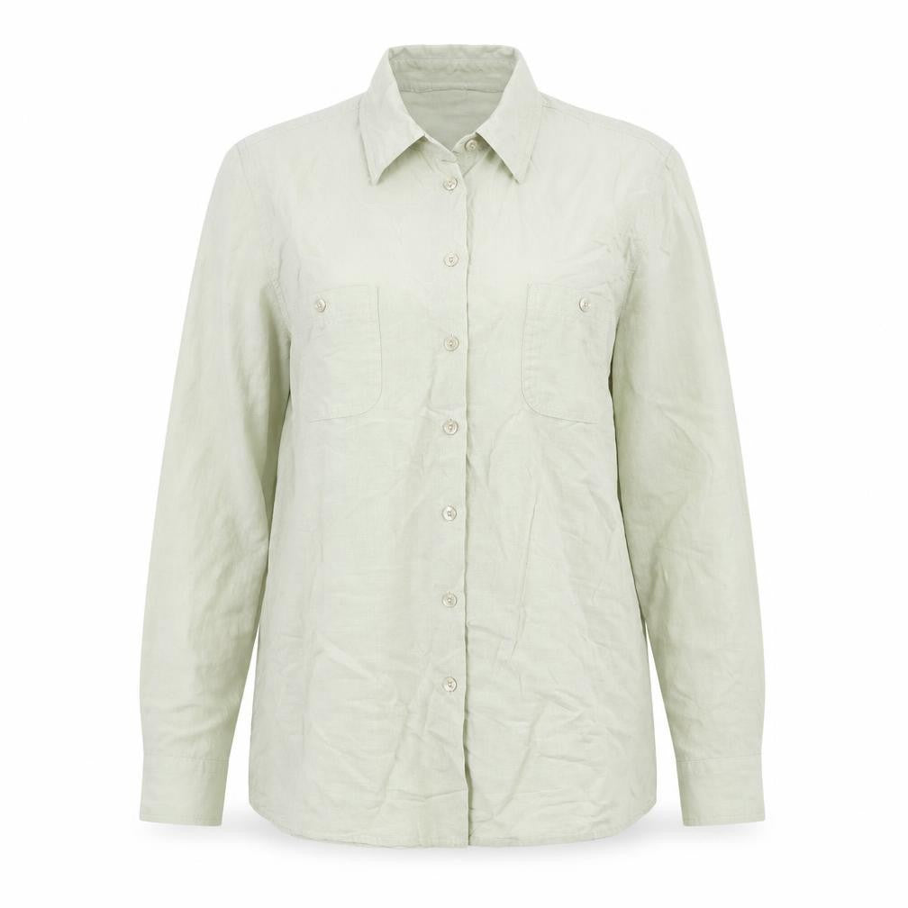 Front view of BHS women’s green, size UK 14, button-up long sleeve shirt blouse