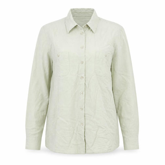 Front view of BHS women’s green, size UK 14, button-up long sleeve shirt blouse