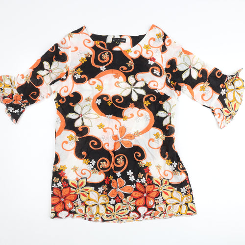 Bella Moda Womens Multicoloured Floral Cotton Tunic Blouse Size 14