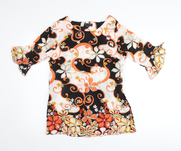 Bella Moda Womens Multicoloured Floral Cotton Tunic Blouse Size 14