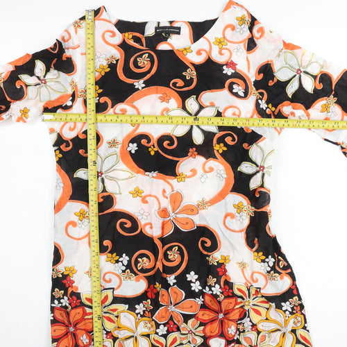 Bella Moda Womens Multicoloured Floral Cotton Tunic Blouse Size 14