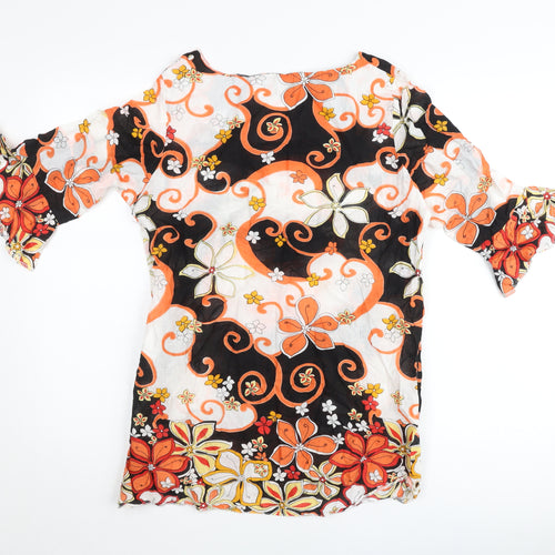 Bella Moda Womens Multicoloured Floral Cotton Tunic Blouse Size 14