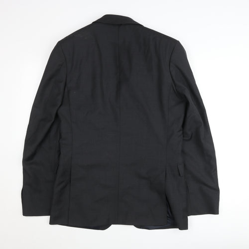 Racing Green Men’s Black Slim Fit Wool Blend Suit Jacket 38R