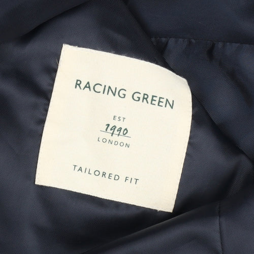 Racing Green Men’s Black Slim Fit Wool Blend Suit Jacket 38R