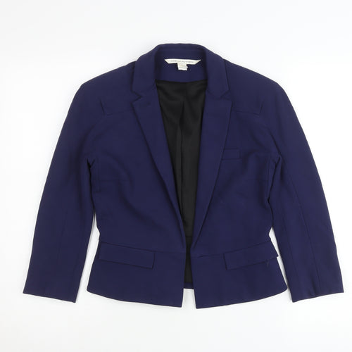 Diane von Furstenberg Women Blue Slim Fit Blazer Jacket Size 6