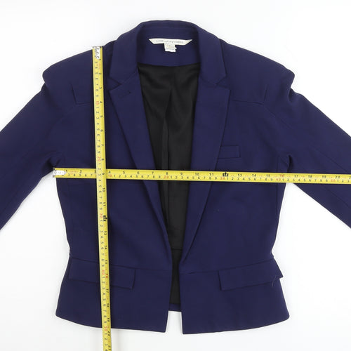 Diane von Furstenberg Women Blue Slim Fit Blazer Jacket Size 6