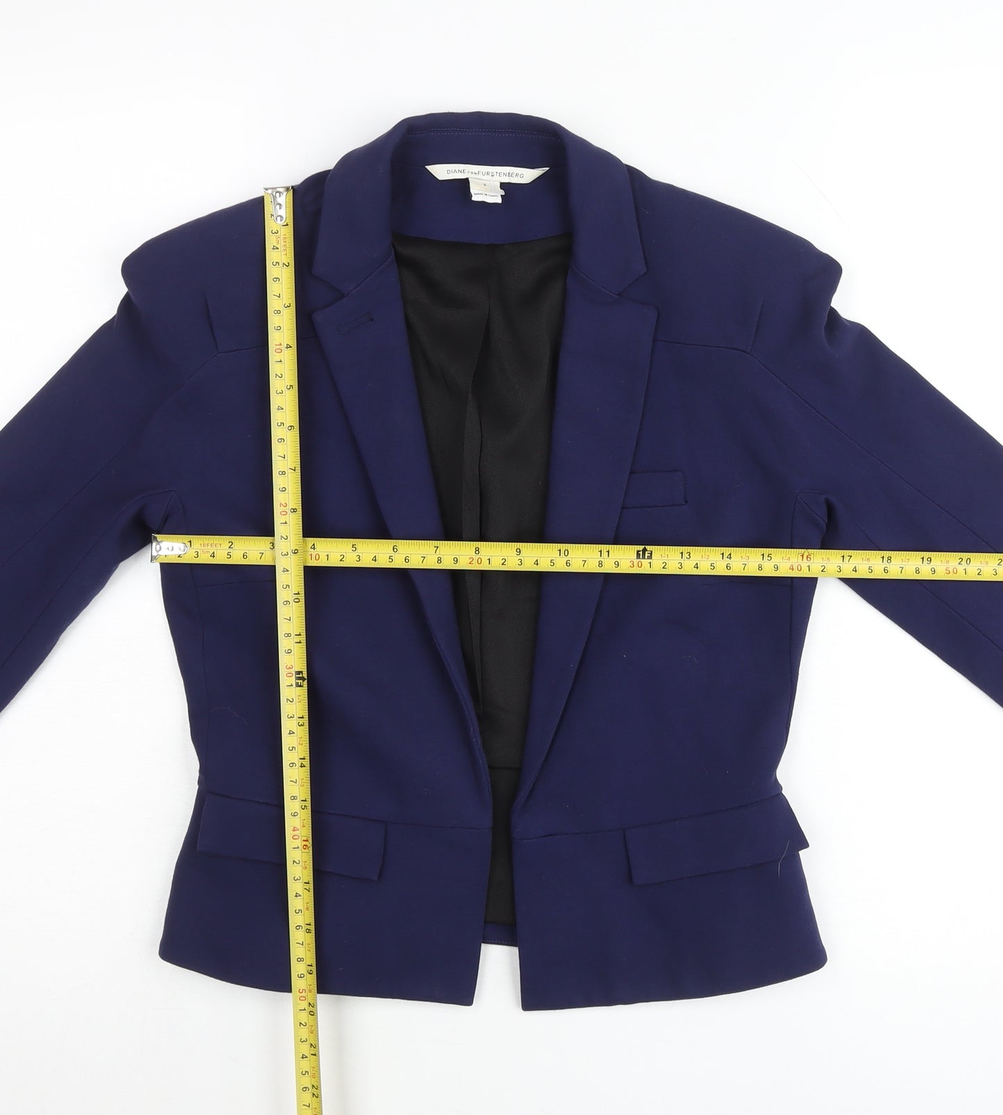 Diane von Furstenberg Women Blue Slim Fit Blazer Jacket Size 6