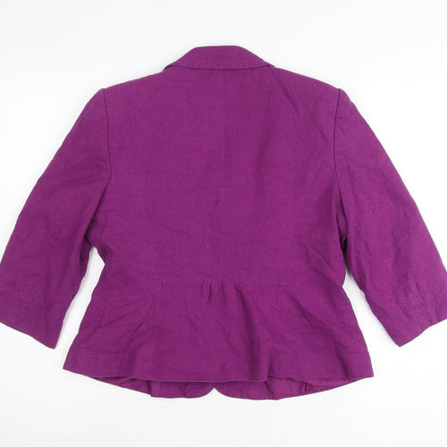 BHS Women’s Petite Purple Linen Blend Blazer Jacket Size 16