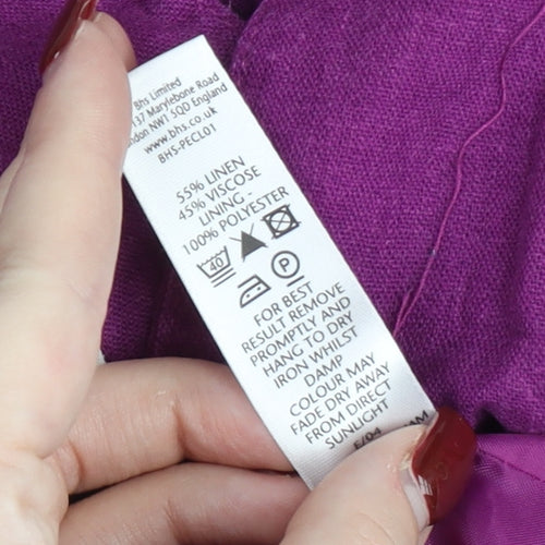 BHS Women’s Petite Purple Linen Blend Blazer Jacket Size 16