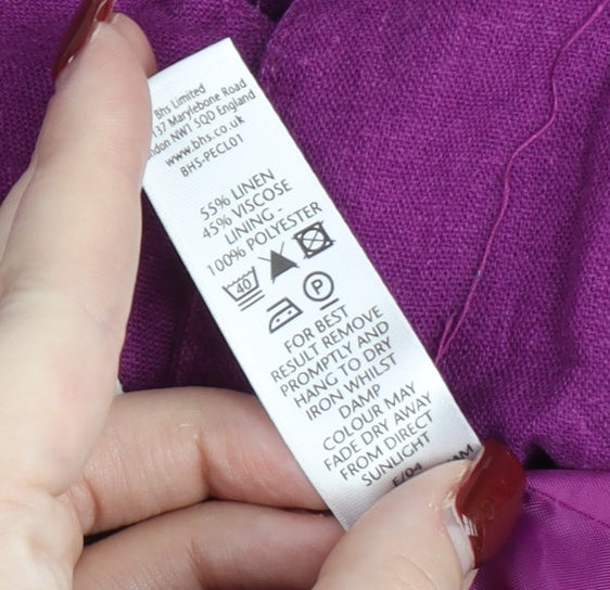 BHS Women’s Petite Purple Linen Blend Blazer Jacket Size 16