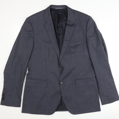 Tesse Men’s Blue Pinstripe Wool Blazer 42R Classic Formal Jacket