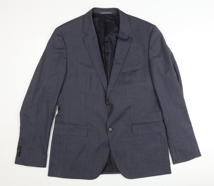 Tesse Men’s Blue Pinstripe Wool Blazer 42R Classic Formal Jacket