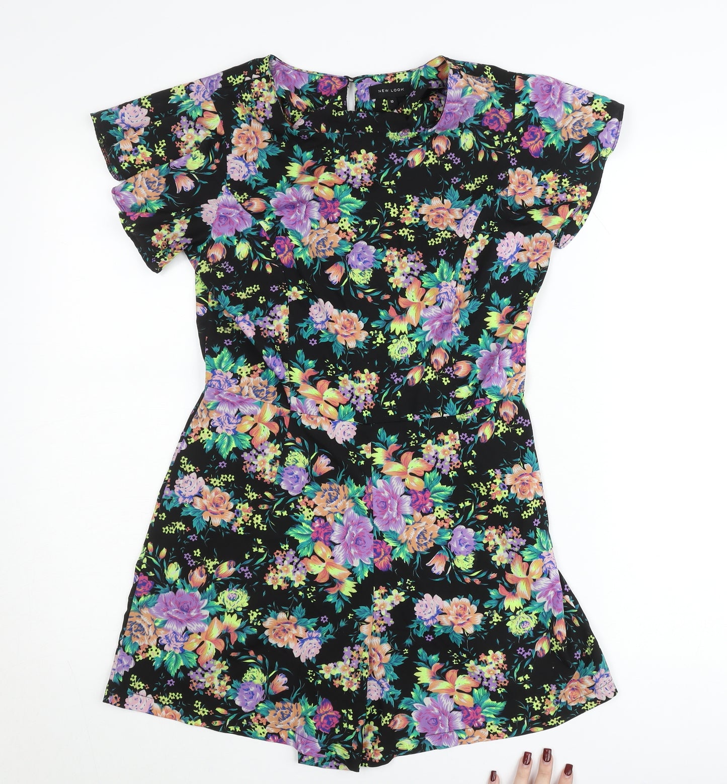 New Look Women’s Multicoloured Floral Short Sleeve Playsuit Size 10