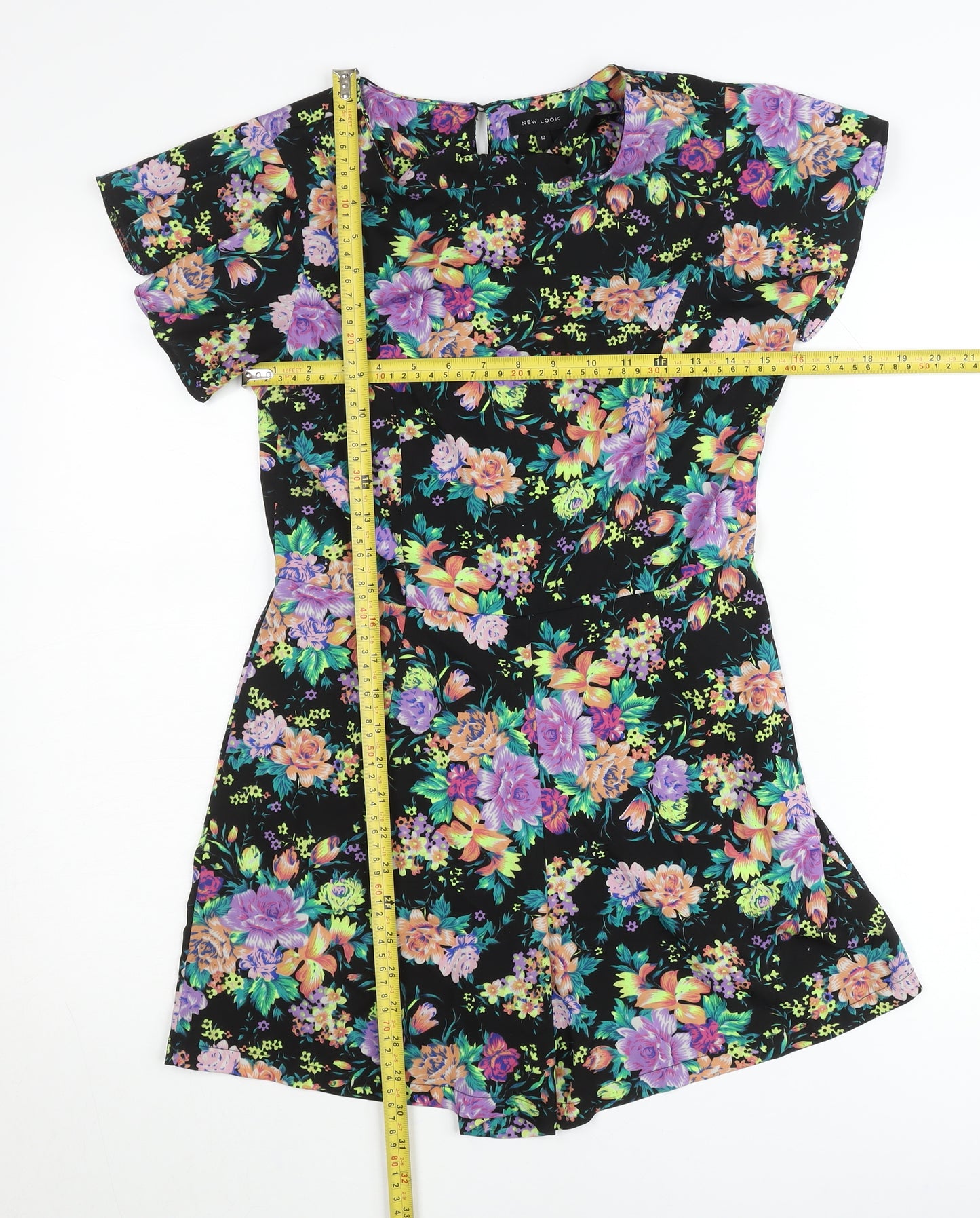 New Look Women’s Multicoloured Floral Short Sleeve Playsuit Size 10