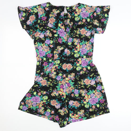 New Look Women’s Multicoloured Floral Short Sleeve Playsuit Size 10
