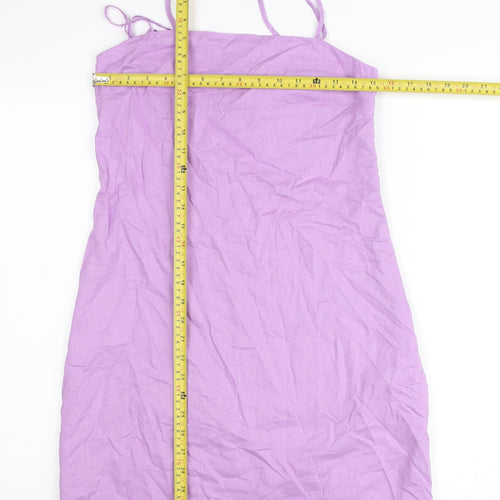 H&M Women’s Purple Linen Blend Slip Dress Size 10 Knee Length