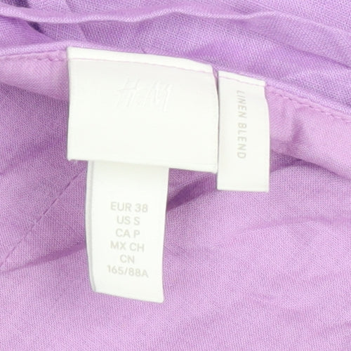 H&M Women’s Purple Linen Blend Slip Dress Size 10 Knee Length