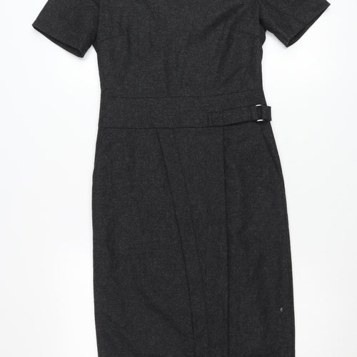 Next Signature Women’s Grey Sheath Dress Size 6 Wool Blend Workwear