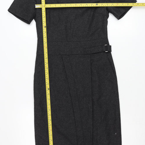 Next Signature Women’s Grey Sheath Dress Size 6 Wool Blend Workwear