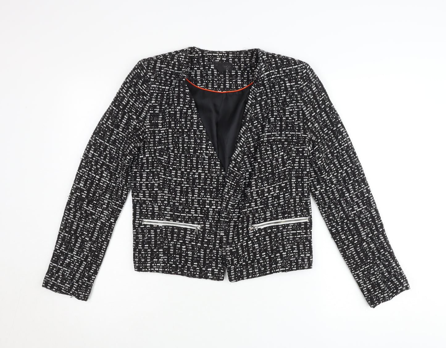 Topshop Women’s Black Tweed Blazer Jacket UK 12 Workwear