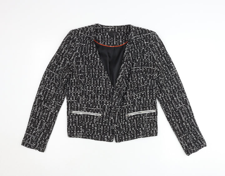 Topshop Women’s Black Tweed Blazer Jacket UK 12 Workwear