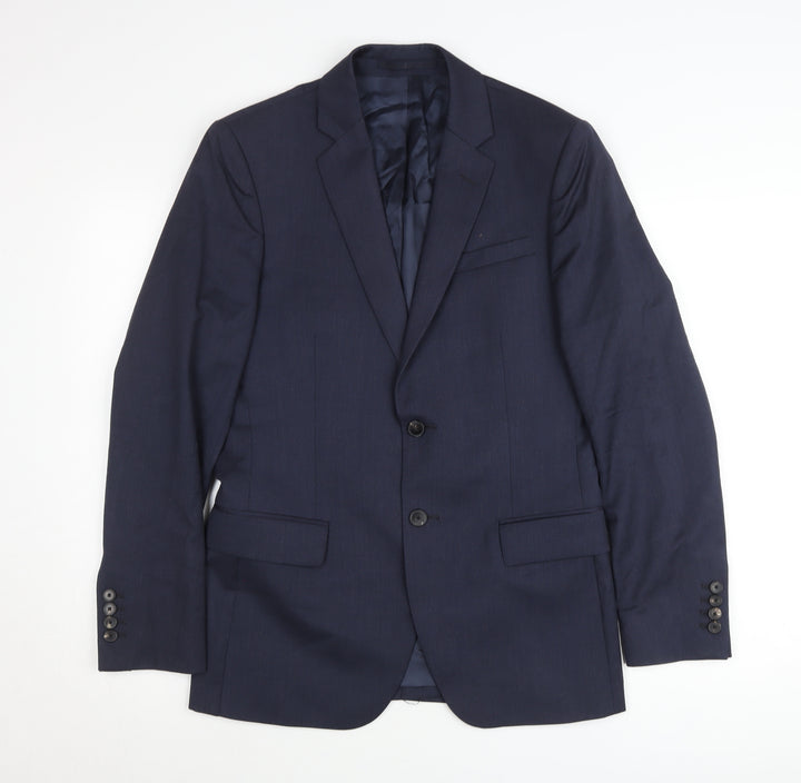 Reiss Men's Blue 36 Chest Two-Button Suit Jacket Notch Lapel