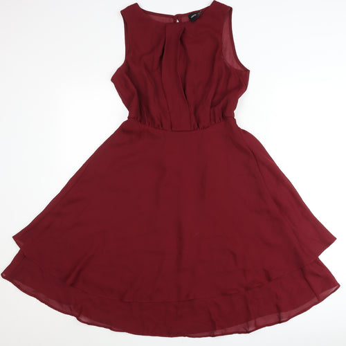 ASOS Women’s Red A-Line Chiffon Sleeveless Dress UK 8