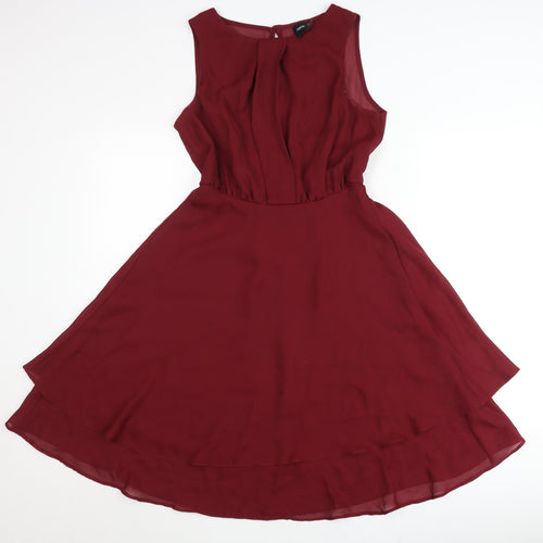 ASOS Women’s Red A-Line Chiffon Sleeveless Dress UK 8