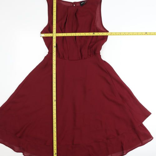 ASOS Women’s Red A-Line Chiffon Sleeveless Dress UK 8