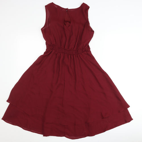 ASOS Women’s Red A-Line Chiffon Sleeveless Dress UK 8