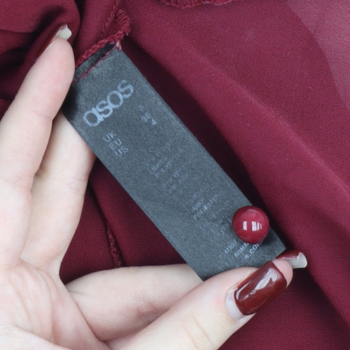 ASOS Women’s Red A-Line Chiffon Sleeveless Dress UK 8