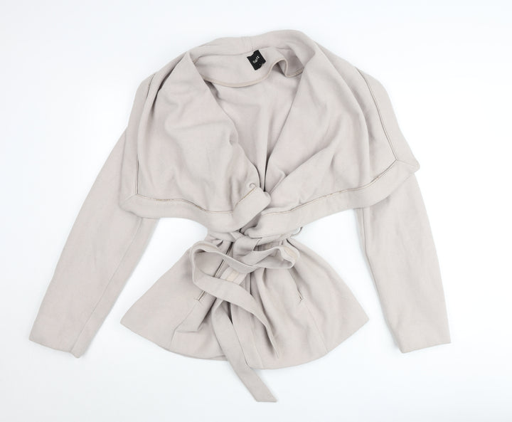 Oasis Women’s Beige Belted Jacket L Long Sleeve Classic Style
