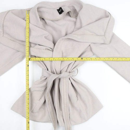 Oasis Women’s Beige Belted Jacket L Long Sleeve Classic Style