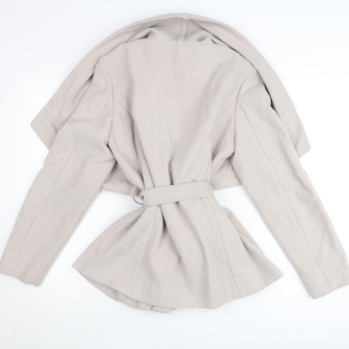 Oasis Women’s Beige Belted Jacket L Long Sleeve Classic Style