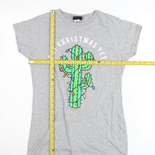 Sunday Velvet Womens Grey Christmas Graphic T-Shirt Size L