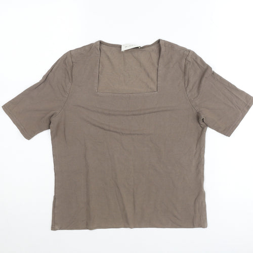 Minuet Womens Brown Viscose Stretch T-Shirt UK 12 Square Neck