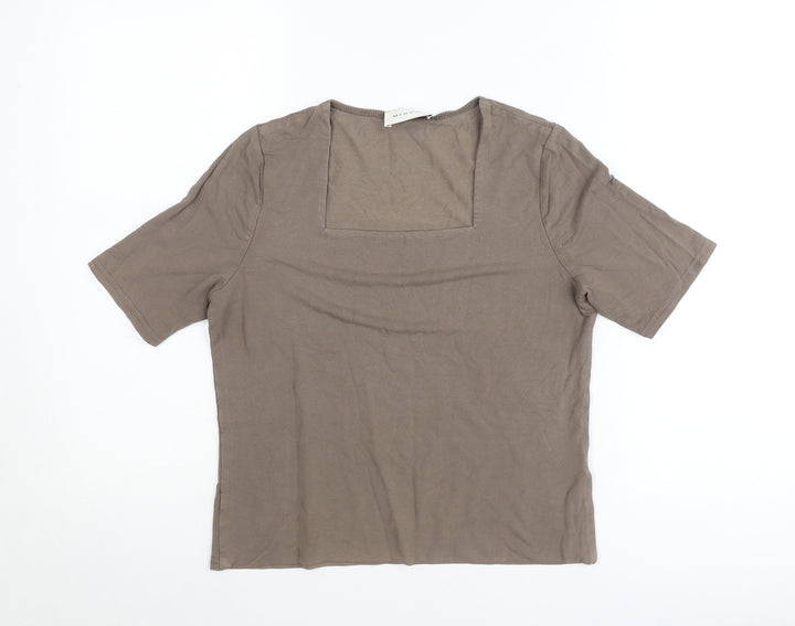 Minuet Womens Brown Viscose Stretch T-Shirt UK 12 Square Neck