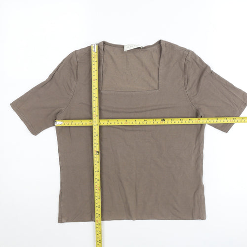 Minuet Womens Brown Viscose Stretch T-Shirt UK 12 Square Neck