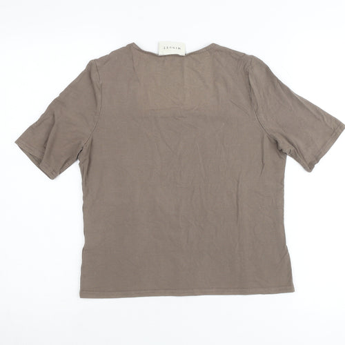 Minuet Womens Brown Viscose Stretch T-Shirt UK 12 Square Neck